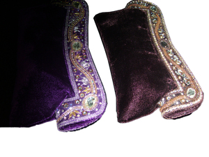 Bolso de mano morado de terciopelo con cuentas y correa de cadena, brillante, para fiestas nocturnas - Product Image 2