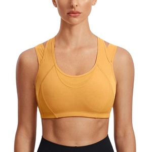 Soutien-gorge de sport sans couture léger et de haute qualité pour femme, couleur jaune moutarde, haut d'entraînement sans manches - Product Image 1
