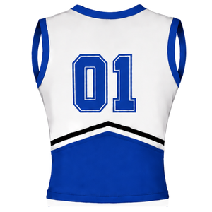 Ensemble uniforme de cheerleading bleu roi, haut sans manches à col en V, jupe plissée, pour entraînement et performance de danse d'équipe sportive - Product Image 5