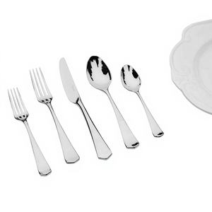 Ensemble de couverts en acier inoxydable poli miroir plaqué or personnalisé, style américain, pour mariages, banquets, fêtes, hôtels, restaurants - Product Image 1