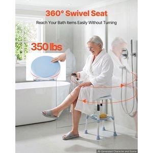 Chaise de douche pivotante à 360 degrés, robuste, réglable en hauteur, antidérapante, siège de bain rotatif pour baignoires - Product Image 2