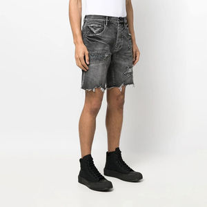 Men's Distressed Ripped Denim <b>Shorts</b> Straight Leg Mid Waist Casual Summer Style Frayed Hem 100% Cotton Woven Fabric - Product Image 3