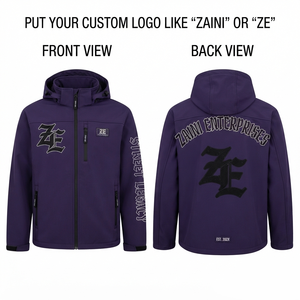 ZAINI <b>Men's</b> Softshell Jacket 220g Polyester Windproof Hooded Stand Collar Zipper Closure Eco-Friendly Breathable <b>Purple</b> Black - Product Image 1