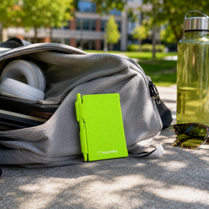 Eco Friendly Plastic Green PP Pocket Notebook Pen Waterproof Hard Cover Mini Journal Gift Stationary Set - Product Image 5