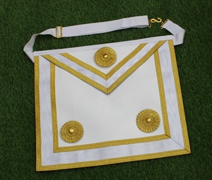 Tablier de Maître Maçonnique Brodé à la Main Blanc et Or |   Tablier de franc-maçon - Product Image 4