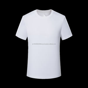 T-shirt en coton pur à col rond, tissu tricoté, manches courtes, style uni, personnalisable avec logo OEM, pour les fêtes et le travail. - Product Image 4