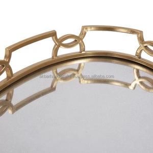 Plateau de service en fer et en verre, objet décoratif en métal doré, pour restaurant, organisateur de parfum, pour maquillage - Product Image 2