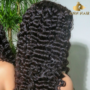 Deep Wave Lace Front <b>Wig</b> Natural <b>Black</b> 100% Vietnamese Human Hair HD Transparent Lace Glueless Pre-Plucked Wholesale - Product Image 3