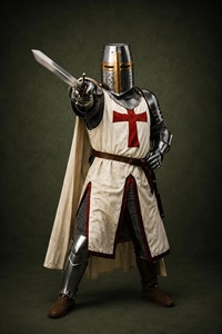 Conjunto de Armadura de Caballero de Acero – Casco Templario Cruzado, Cota de Malla, Armadura de Placas para Farjana - Product Image 2