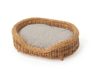 Round Pet Bed Thick Rim Rattan Cat Bed Cozy Deep Pet Basket with Soft Cushion Comfortable Pet Sleeping Bed Indoor Pet Furniture - Product Image 2