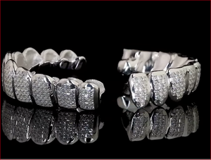 Grillz en alliage style Hip-hop avec micro-incrustation de zircone cubique taille brillant rond, plaqué or 18 carats, bijoux unisexe pour boîte de nuit - Product Image 2