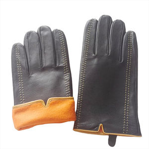 Gants de travail en cuir, texture lisse, antidérapants, durables, usage général, poignets droits - Product Image 4