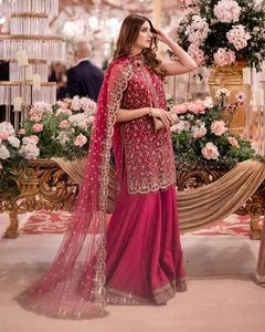 Silk Kurti Plazzo Set for <b>Women</b> Designer Embroidered <b>Kurta</b> Set with Dupatta Festive Wear Wedding Party Wear Ethnic Outfit - Product Image 3