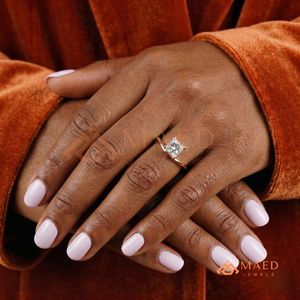 Romantic Rose Gold Princess Cut Engagement <b>Ring</b> - <b>Dainty</b> Wishbone Solitaire Band - Product Image 4