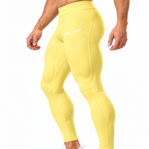 Leggings extensibles ajustés pour hommes, pour l'entraînement physique, matériau extensible lisse, conception pour mouvements flexibles, ceinture confortable, longueur complète - Product Image 3