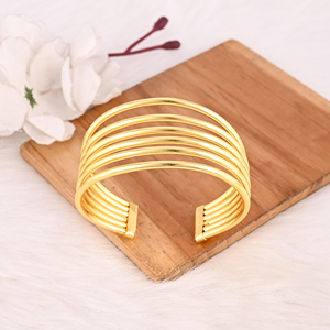 Bracelet manchette ajustable en laiton plaqué or, élégant et tendance, pour femmes et jeunes filles - Product Image 3