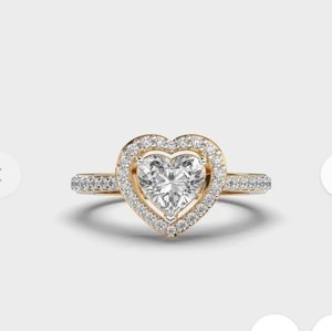 Bague de fiançailles, de mariage ou de promesse de luxe pour femme en or massif 14 carats avec diamant de laboratoire taille cœur certifié IGI – Cadeau d'anniversaire - Product Image 1