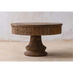 ขาตั้งเค้กไม้มะม่วงทำมือ - แท่นวางขนมแกะสลักสไตล์เรียบง่าย - แท่นวางเค้กไม้ทรงกลมสไตล์บ้านไร่ - Product Image 1