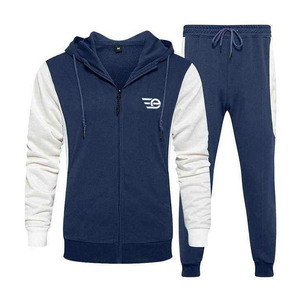 Ensemble de vêtements de sport d'hiver pour hommes, à capuche, décontracté, avec cordon de serrage, haut et bas, pour la salle de sport, l'exercice, les activités de plein air, couleur unie - Product Image 1