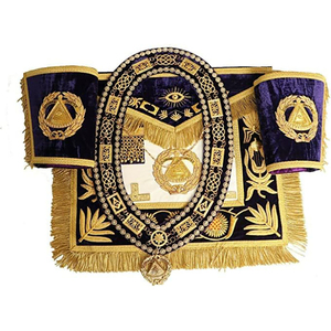 Past Master Blue Lodge Handmade Professional Apron with Customized Color & Size White and Silver Cross Stitch Embroidery - Product Image 4
