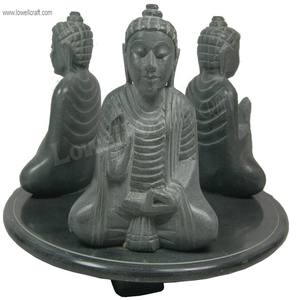 Proveedor Indio Ofrece Difusor de Aceite Aromático de Piedra de Jabón Triple Buda Hecho a Mano de Primera Calidad - Product Image 1