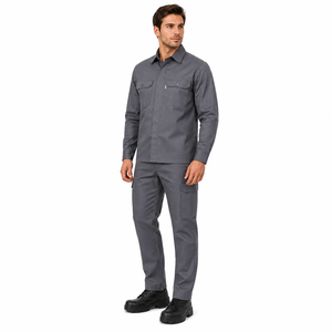 Men Industrial Work Uniform Long Sleeve <b>Shirt</b> Cargo Pants Set Dust Proof Cotton Construction Worker Safety Workwear - Product Image 5