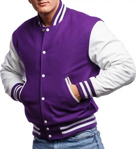 Veste universitaire unie noire et blanche pour homme AMERICAN TRENCH CLOTHING, fermeture éclair sur le devant, emplacement pour logo, vente en gros, vêtements streetwear - Product Image 3