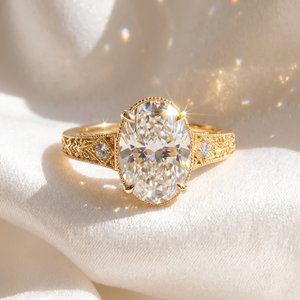Anillo de Diamante de Laboratorio VVS con Corte Ovalado Popular, Nuevo Diseño, Oro Amarillo de 18K, Diamante Creado en Laboratorio IGI, Joyería Fina de Compromiso Vintage - Product Image 1