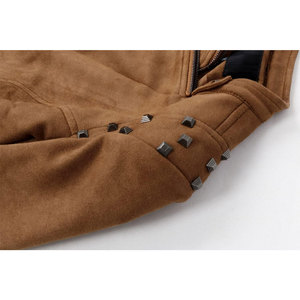 Wholesale New Slim Spring and Autumn Women's Suede Leather <b>Jacket</b> Studded Ladies Biker <b>Jacket</b> OEM ODM - Product Image 2