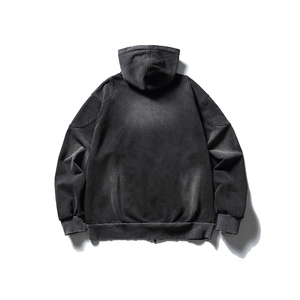 Sudadera con capucha de algodón 100% de gran gramaje con logo personalizado, teñido por inmersión, estilo vintage Y2K, con efecto degradado y lavado ácido, para hombre, con bolsillo. - Product Image 5