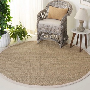 Round Natural Jute Area Rug Solid Color Flat Weave Non <b>Slip</b> Living Room Floor <b>Mat</b> Coastal Style - Product Image 1
