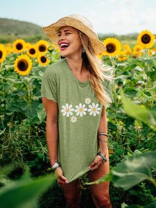 Camiseta de Mujer con Estampado Gráfico Moderno, Camiseta Informal de Algodón, Top de Manga Corta Elegante, Tejido Transpirable, Ropa de Verano para Mujer - Product Image 5