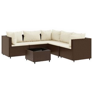 Conjunto de Muebles de Jardín de Ratán Sintético Marrón de 6 Piezas, Estilo Moderno - Product Image 2