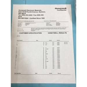 Honeywell TSENCOBIM-08973 Target, .125 X 12.846 - อุปกรณ์และชิ้นส่วนเซมิคอนดักเตอร์ระดับโลกที่เชื่อถือได้ - Product Image 3