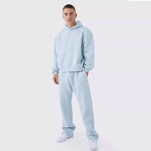 Conjunto de Sudadera con Capucha Gris para Hombre, Estilo Casual, Oversize, Pantalones Cargo de Felpa, Estilo Otoñal, Color Sólido, Prenda Exterior de Algodón Tejido - Product Image 4