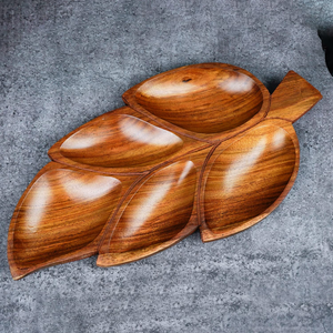 Plateau décoratif en bois pour fruits secs, design abstrait, style rustique, plateau de service multifonctionnel, bois artisanal - Product Image 5