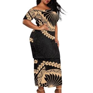 Talla 4XL para mujer, conjunto de 2 piezas Puletasi Samoa para mujer, vestido con hombros descubiertos y manga corta, traje tradicional polinesio para mujer - Product Image 5