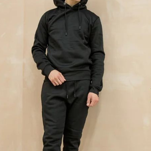 Conjunto Deportivo Informal con Capucha, Ligero, Color Negro Lavado, Estilo Urbano, Unisex, para Hombre - Product Image 1