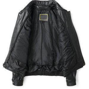 แจ็คเก็ตหนังแท้สีดำปักลายเชนิลล์สำหรับฤดูหนาว แจ็คเก็ตกันน้ำสำหรับขี่มอเตอร์ไซค์แบบสั่งทำสำหรับผู้ชาย - Product Image 4