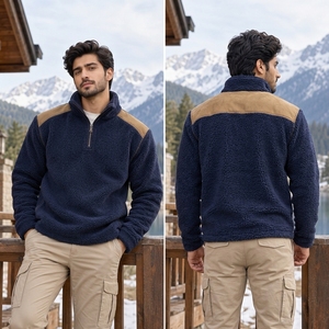 Classic Style Ideal For Cold Weather Travel <b>Walking</b> <b>Men</b> Sherpa <b>Fleece</b> Jacket Warm Sherpa Material Soft Comfortable Construction - Product Image 6