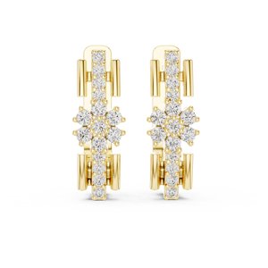 Juego de Aretes de Aro Simples en Oro Amarillo de 18 Quilates con Diamantes Cultivados en Laboratorio, Certificados por IGI, Chapados en Rodio de Lujo, Corte Brillante, 0.29CT, para Uso Diario - Product Image 1