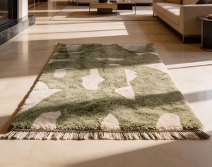Beni ourain พรมทอมือ, พรมทอมือสไตล์โมร็อคโค100% ขนเบอรี่พรมปูพื้นขนสัตว์ - Product Image 6