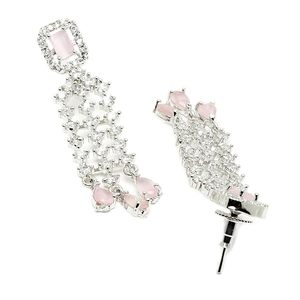 Conjunto de Collar y Pendientes Románticos con Borlas de Cristal Rosa y Diamantes de Imitación para Mujer, Joyería de Boda - Product Image 2