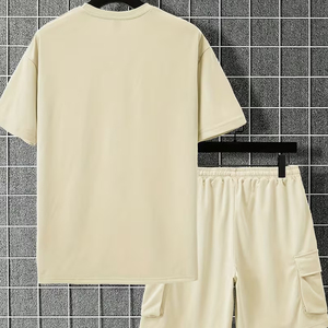 Custom Men Summer <b>Set</b> Manufacturer Cotton Cargo Shorts T Shirt Casual OEM Private Label Bulk - Product Image 3