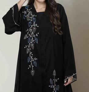 Hot Sale Gorgeous Best Kaftan Abaya Handmade Turkish Floor Length Long Sleeve Floral Pattern Polyester Soft Breathable Fabric - Product Image 2
