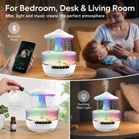 Humidificateur Haut de Gamme 2026 en Forme de Nuage de Pluie Champignon avec Haut-parleur, LED RGB 7 Couleurs, Son de Gouttes d'Eau, Diffuseur d'Arômes pour Hôtels et Foyers