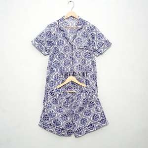 Conjunto de Pijama de Algodón Suave y Cómodo de Manga Corta con Estampado Floral, Transpirable y de Secado Rápido para Mujer, Ligero y Acogedor para Primavera/Verano - Product Image 6