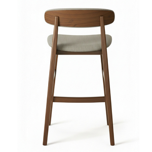 เก้าอี้บาร์ทรงแจ็ค ดีไซน์สแกนดิมินิมอล วัสดุไม้สักคุณภาพพรีเมียม พร้อมพนักพิงบุนุ่ม รุ่นขายดีที่สุดสำหรับโรงแรมสไตล์ฟาร์มเฮาส์ ออกแบบตามหลักสรีรศาสตร์ - Product Image 4