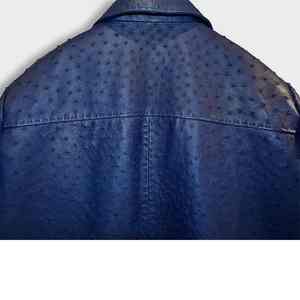 Chaqueta de Cuero y Lona para Hombre al por Mayor, Estilo Bomber con Textura de Lujo en Relieve, Transpirable, de Piel de Vacuno Genuina, Azul, para Invierno - Product Image 3