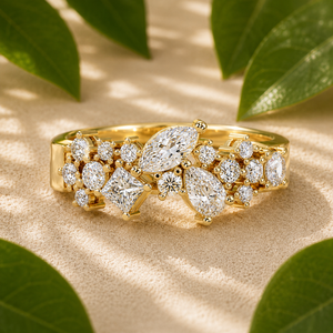 Anillo de Boda de Oro Amarillo de 14K con Diamantes Cultivados en Laboratorio de Múltiples Formas, Anillo de Regalo de Aniversario, Proveedor de Joyería Personalizada al por Mayor - Product Image 1